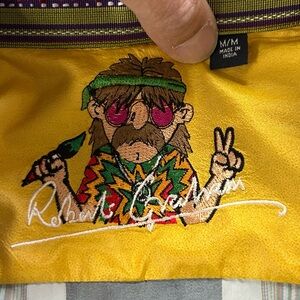 Robert Graham Yellow Embroidered Shirt with Peace Sign